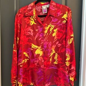 Antthony Red and Yellow Floral Button Down Shirt